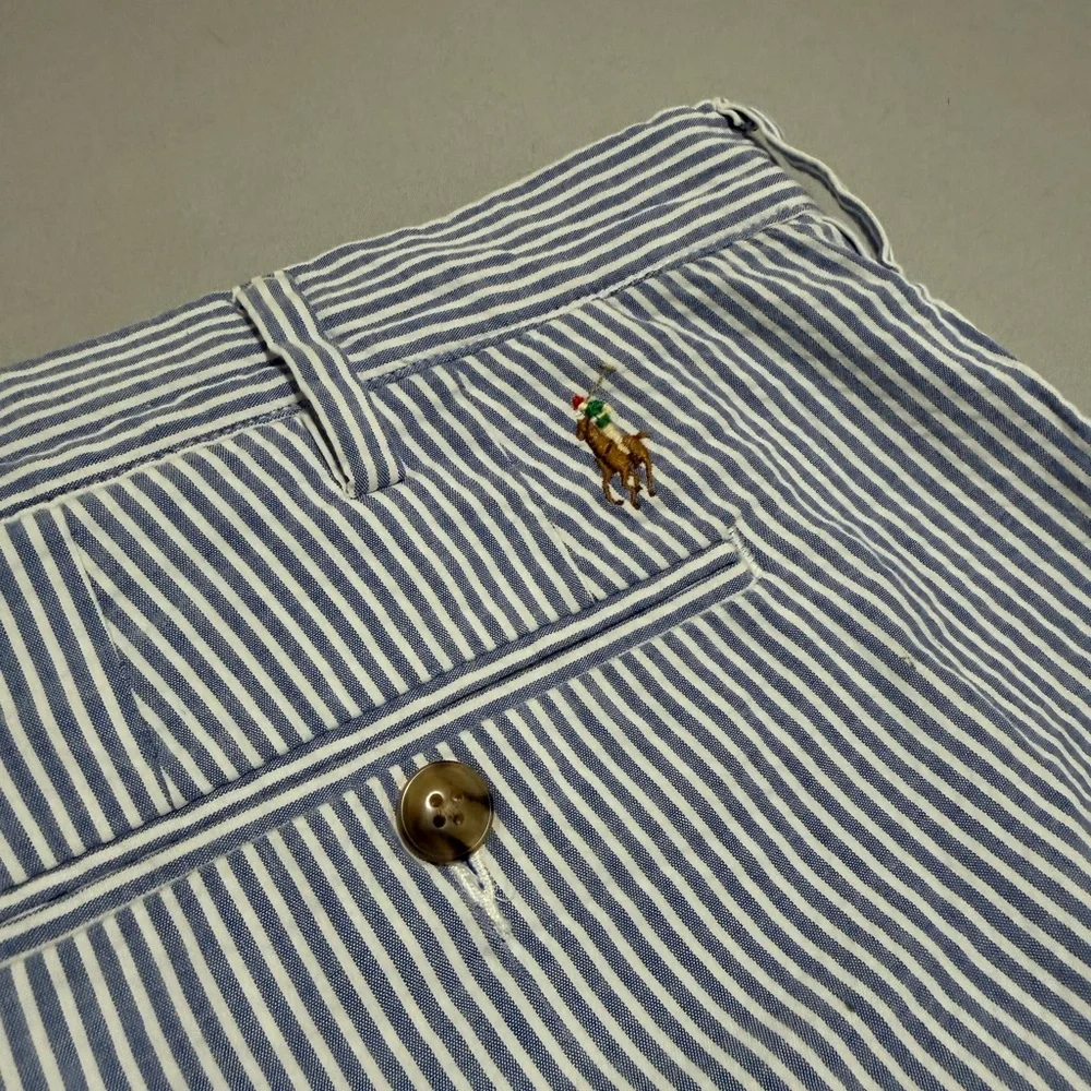 POLO‎ Ralph Lauren blue white striped flat front shorts, men's 40